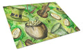 Luck of the Irish Cutting Board Tempered Glass Kitchen Cutting Surface, Heat Resistant Chopping, Non-Slip Feet, Food Prep & Serving
