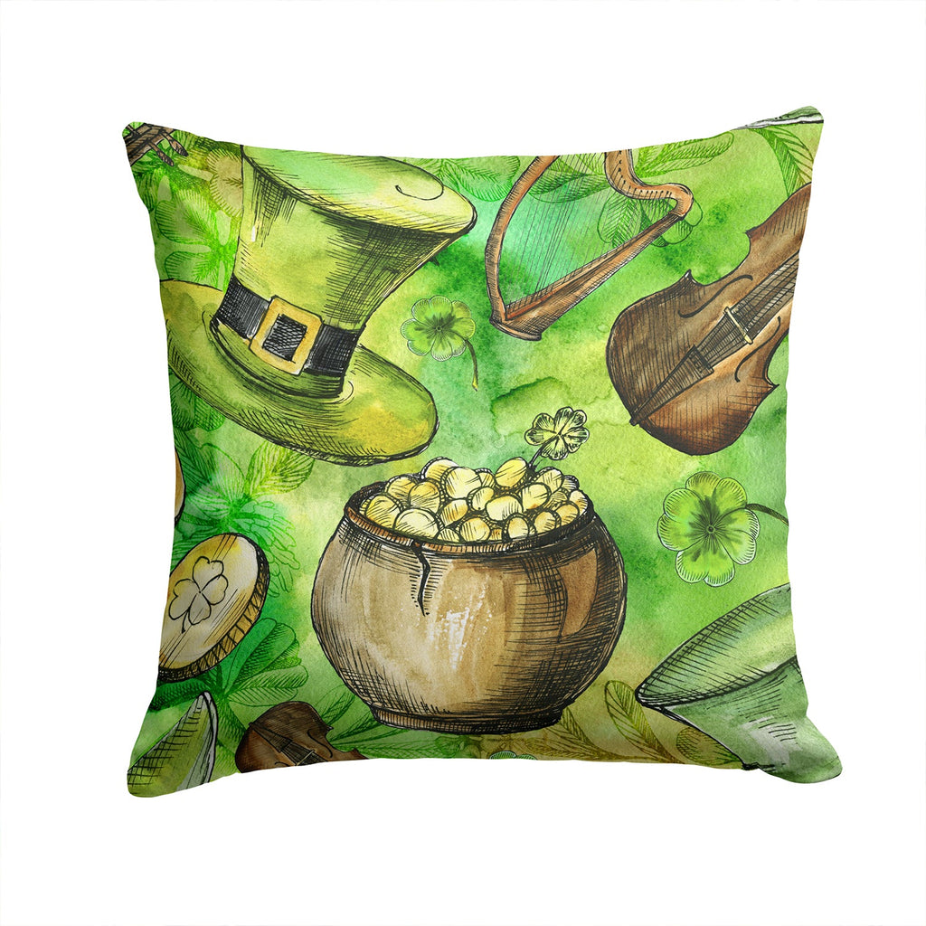 Luck of the Irish Decorative Throw Pillow 14x14 Indoor Outdoor Accent Cushion, Fabric Cover with Insert for Sofa, Bed, Porch & Living Room