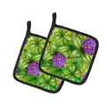 Shamrocks in Bloom Pot Holder Set of 2 Heat Resistant Quilted Hot Pads 7.5 x 7.5 Inch, Insulated Kitchen Trivets for Cooking & Baking