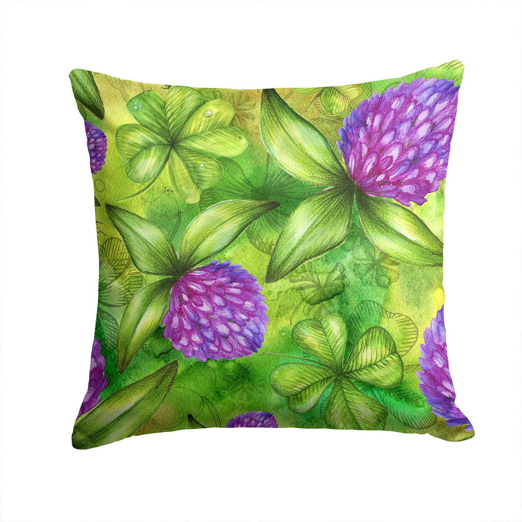 Shamrocks in Bloom Decorative Throw Pillow 14x14 Indoor Outdoor Accent Cushion, Fabric Cover with Insert for Sofa, Bed, Porch & Living Room