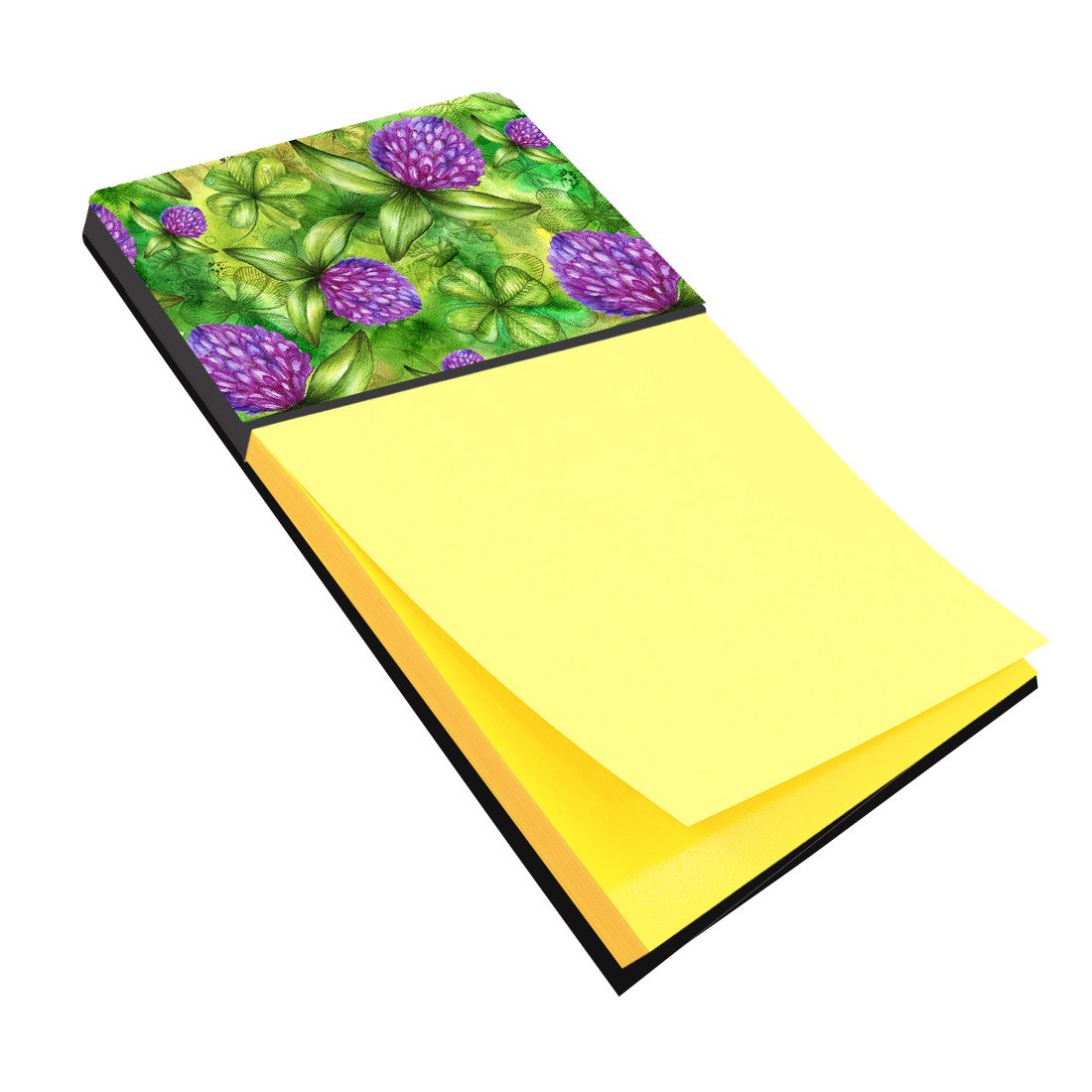 Shamrocks in Bloom Watercolor Sticky Note Holder Refillable Dispenser Desk Accessory 3x3 Pad Gift