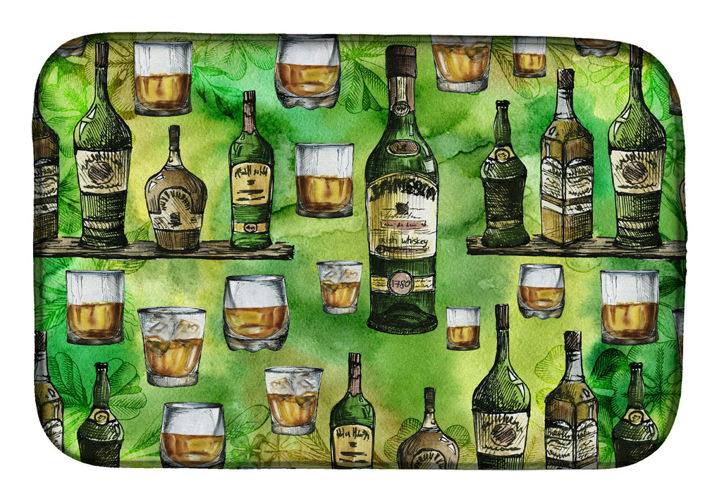 Irish Whiskey Dish Drying Mat Absorbent Dish Drying Mat Pad for Kitchen Counter Dish Drainer Mat for Countertop, 14 x 21", Multicolor