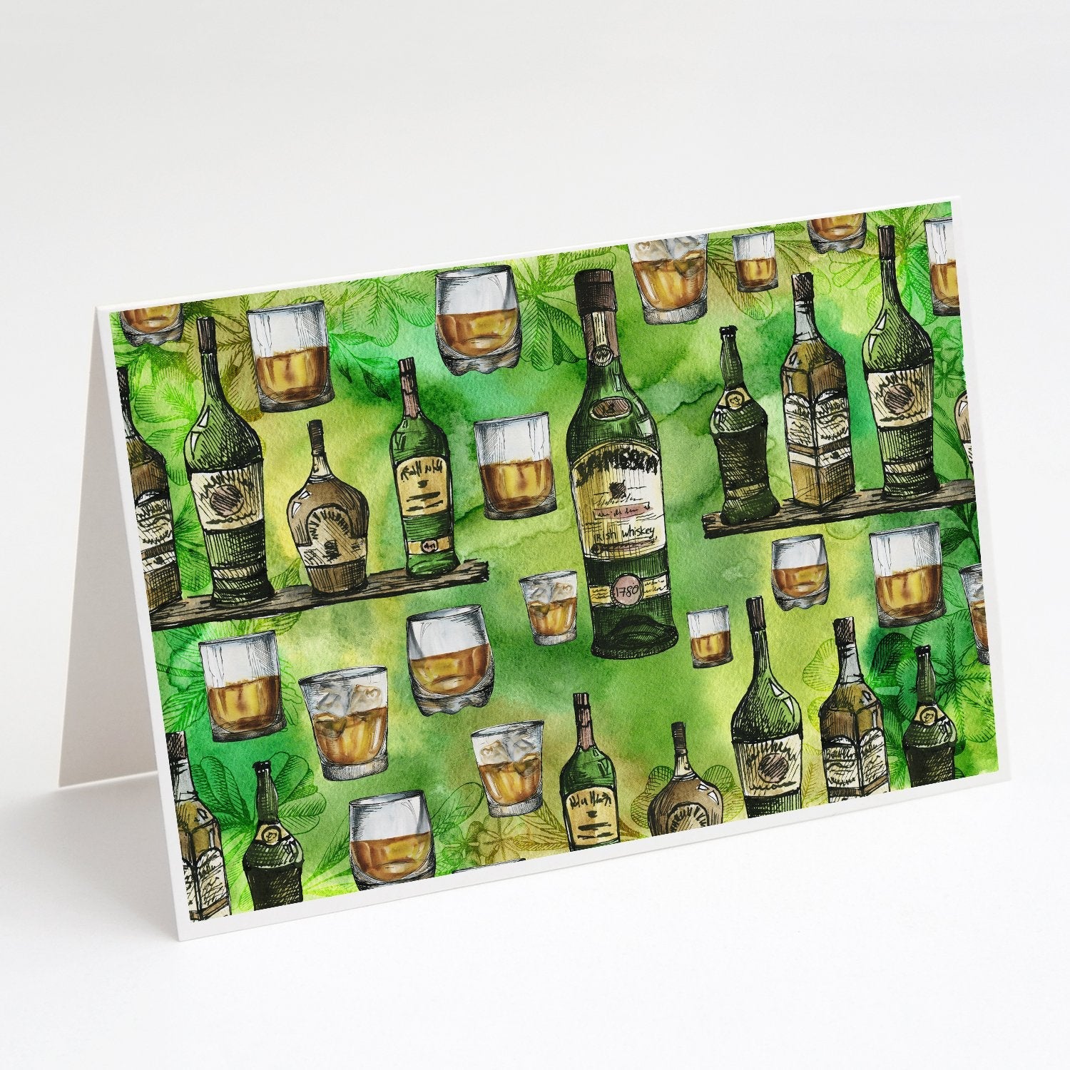 Irish Whiskey Greeting Cards Pack of 8 Blank Cards with Envelopes Whimsical A7 Size 5x7