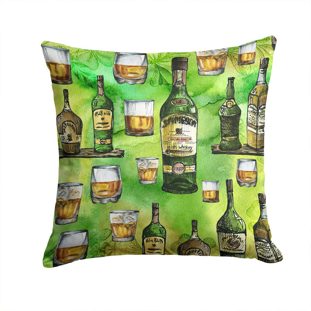 Irish Whiskey Decorative Throw Pillow 14x14 Indoor Outdoor Accent Cushion, Fabric Cover with Insert for Sofa, Bed, Porch & Living Room