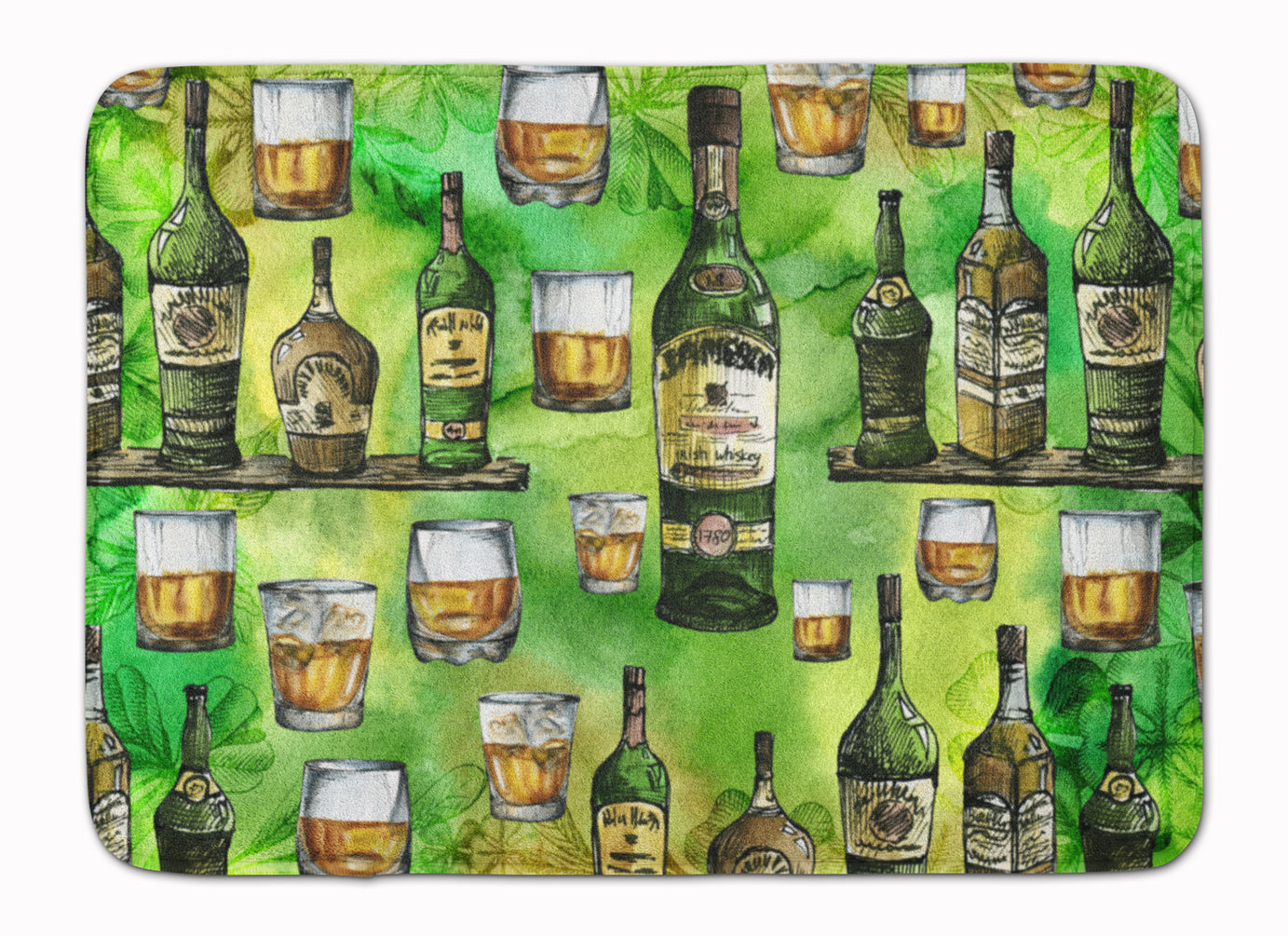 Irish Whiskey Memory Foam Kitchen Mat Machine Washable Anti-Fatigue Cushion Comfort Bath or Kitchen Rug