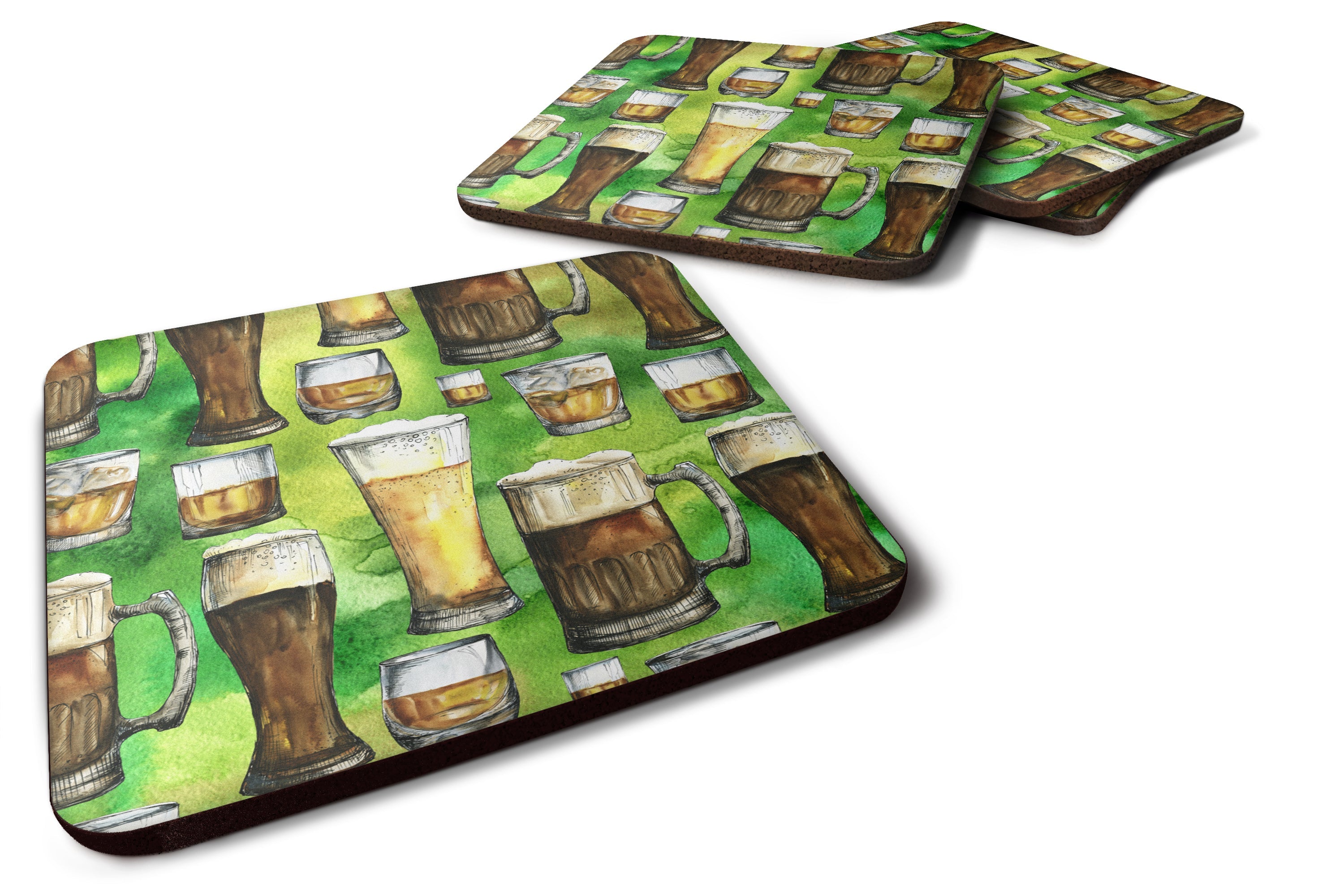 Irish Beers Foam Coasters Set of 4 Cup Coasters for Indoor Outdoor, Tabletop Protection, Anti Slip, Mouse pad Material