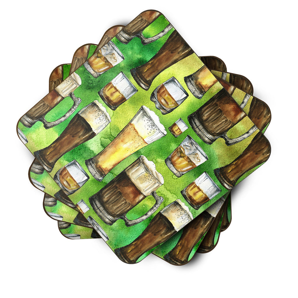 Irish Beers Foam Coasters Set of 4 Cup Coasters for Indoor Outdoor, Tabletop Protection, Anti Slip, Mouse pad Material