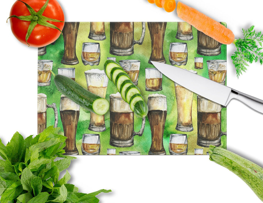 Irish Beers Cutting Board Tempered Glass Kitchen Cutting Surface, Heat Resistant Chopping, Non-Slip Feet, Food Prep & Serving