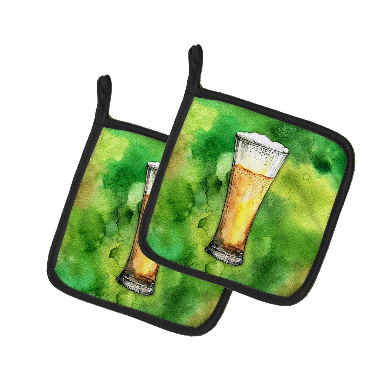 Irish Beer Tall Pot Holder Set of 2 Heat Resistant Quilted Hot Pads 7.5 x 7.5 Inch, Insulated Kitchen Trivets for Cooking & Baking