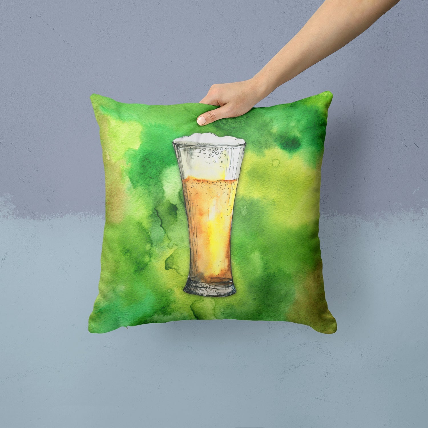 Irish Beer Tall Decorative Throw Pillow 14x14 Indoor Outdoor Accent Cushion, Fabric Cover with Insert for Sofa, Bed, Porch & Living Room