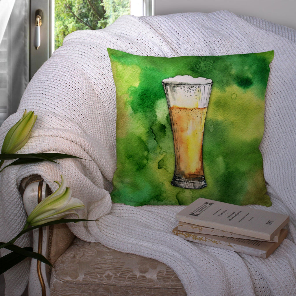 Irish Beer Tall Decorative Throw Pillow 14x14 Indoor Outdoor Accent Cushion, Fabric Cover with Insert for Sofa, Bed, Porch & Living Room