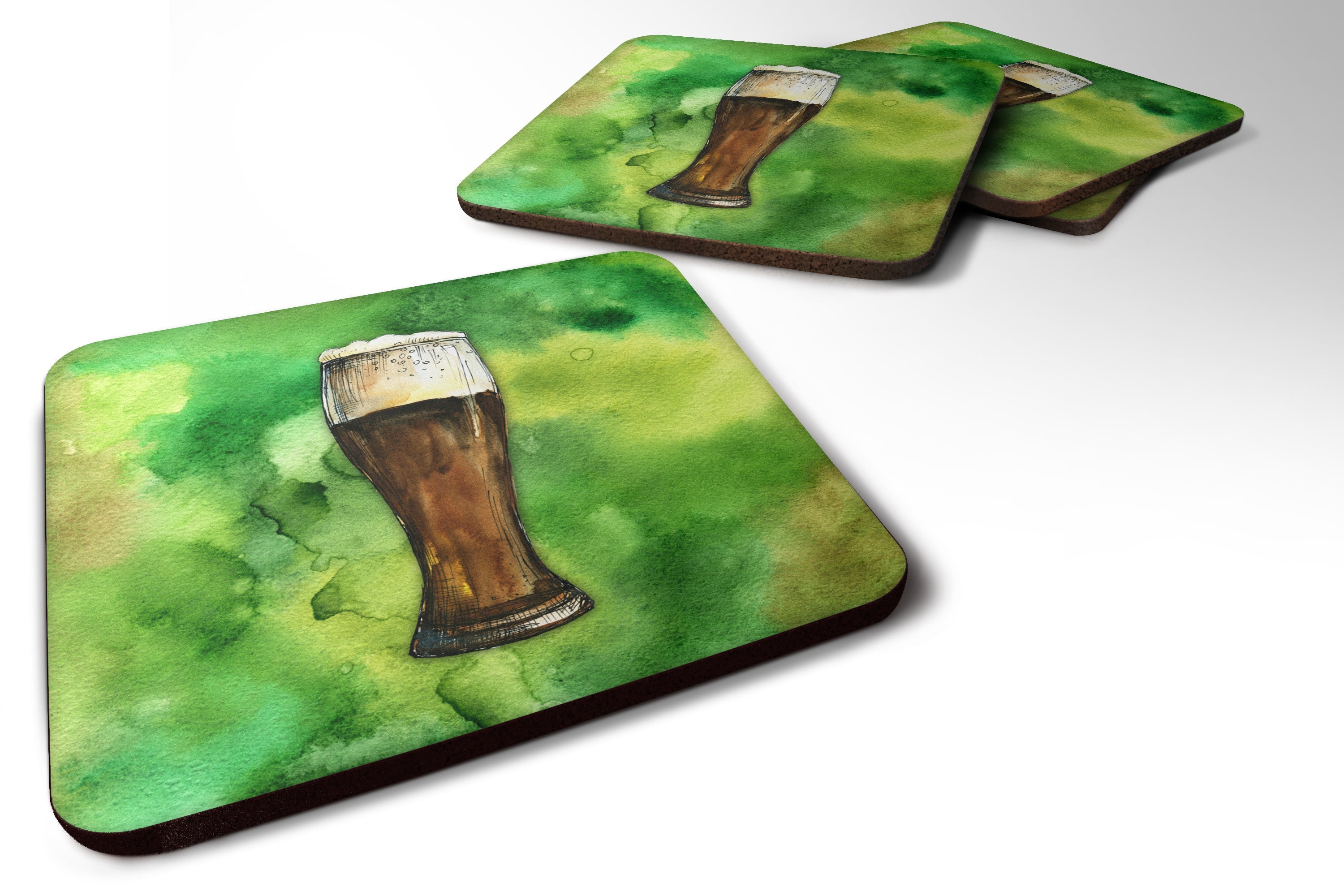 Irish Beer Dark Foam Coasters Set of 4 Cup Coasters for Indoor Outdoor, Tabletop Protection, Anti Slip, Mouse pad Material