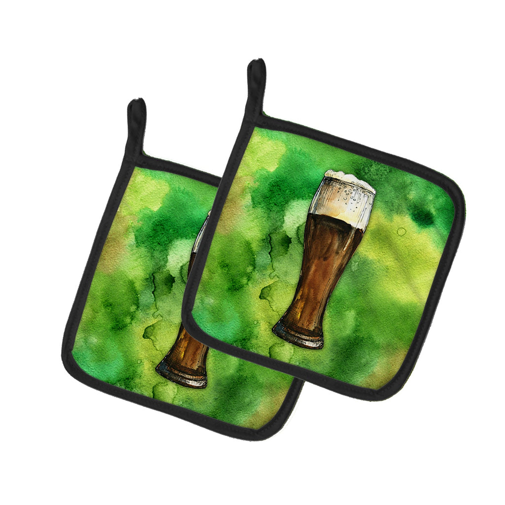 Irish Beer Dark Pot Holder Set of 2 Heat Resistant Quilted Hot Pads 7.5 x 7.5 Inch, Insulated Kitchen Trivets for Cooking & Baking