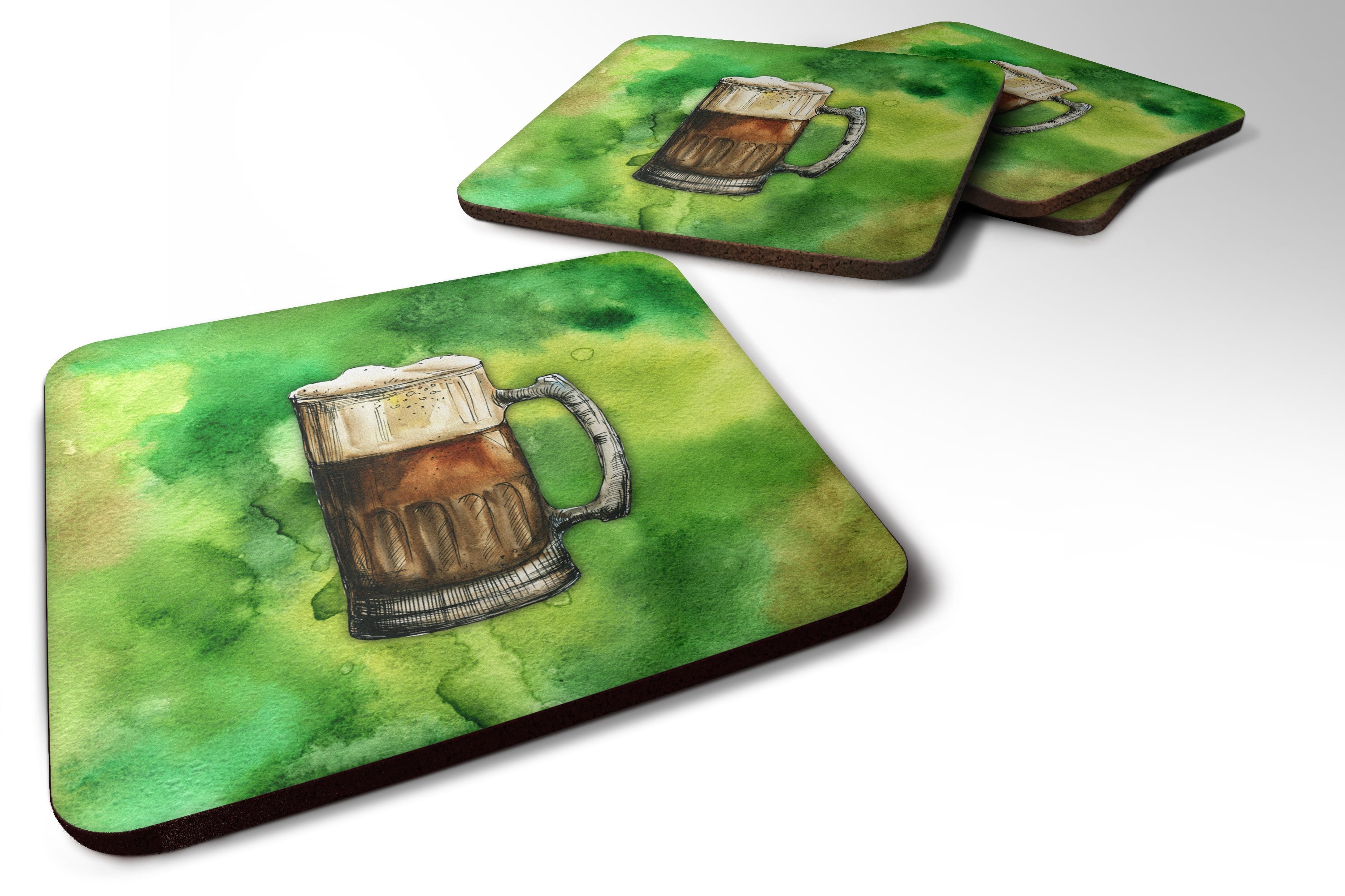 Irish Beer Mug Foam Coasters Set of 4 Cup Coasters for Indoor Outdoor, Tabletop Protection, Anti Slip, Mouse pad Material