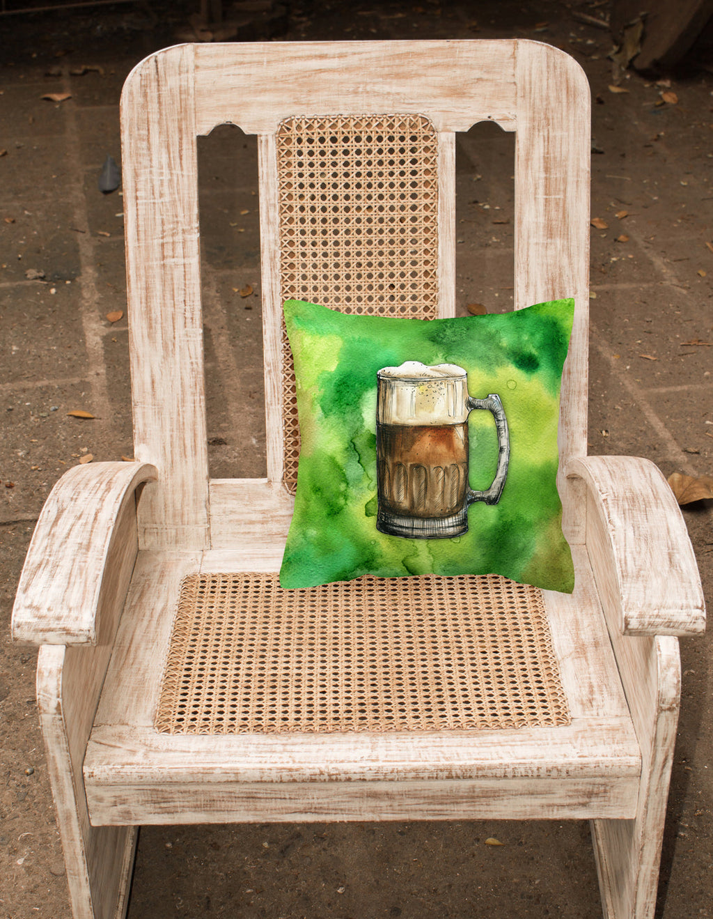 Irish Beer Mug Decorative Throw Pillow 14x14 Indoor Outdoor Accent Cushion, Fabric Cover with Insert for Sofa, Bed, Porch & Living Room