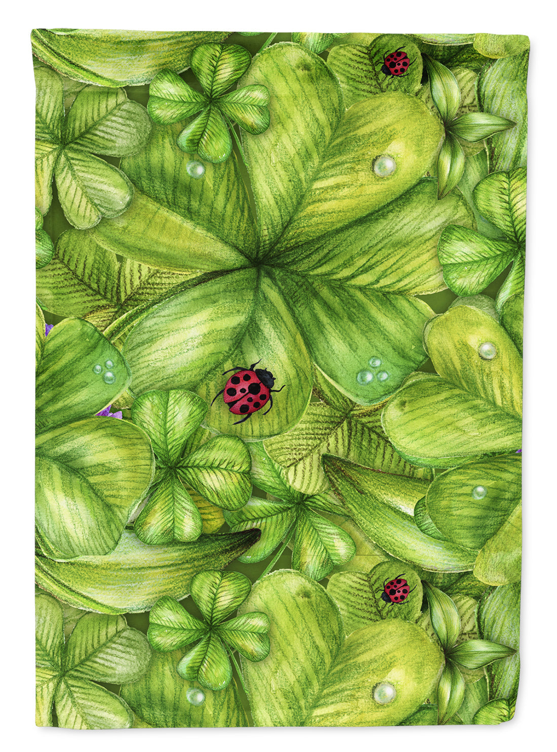 Shamrocks and Lady bugs House Flag 28x40 Porch Sleeve Pole Decorative Outside Yard Banner Artwork Wall Hanging, Polyester
