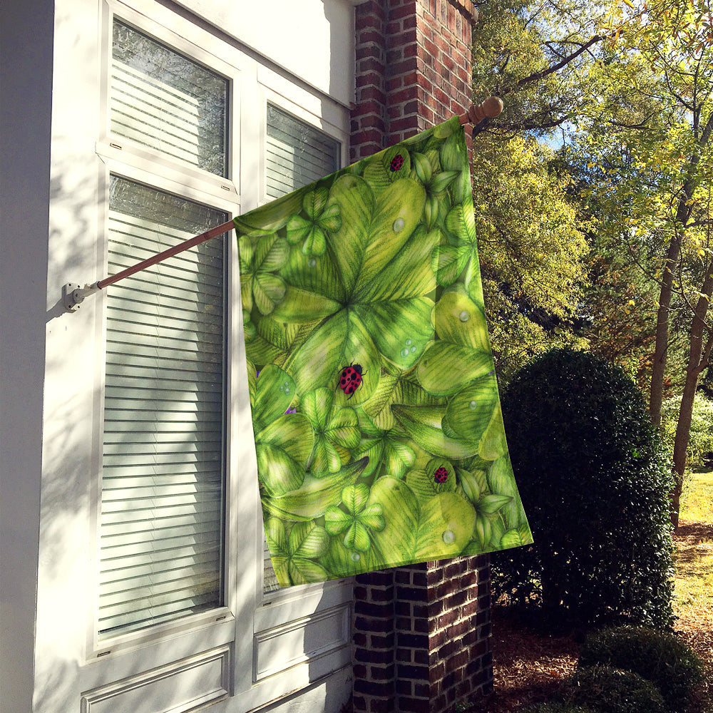 Shamrocks and Lady bugs House Flag 28x40 Porch Sleeve Pole Decorative Outside Yard Banner Artwork Wall Hanging, Polyester