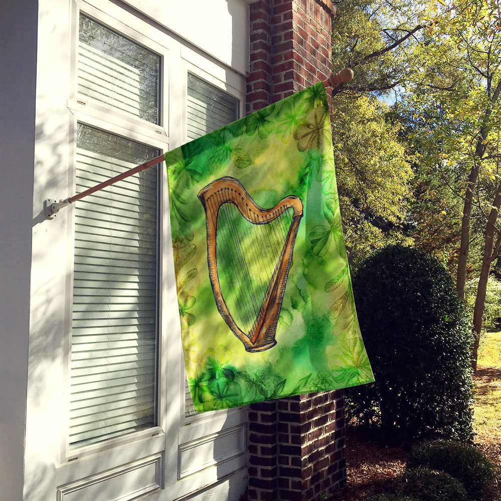 Irish Harp House Flag 28x40 Porch Sleeve Pole Decorative Outside Yard Banner Artwork Wall Hanging, Polyester