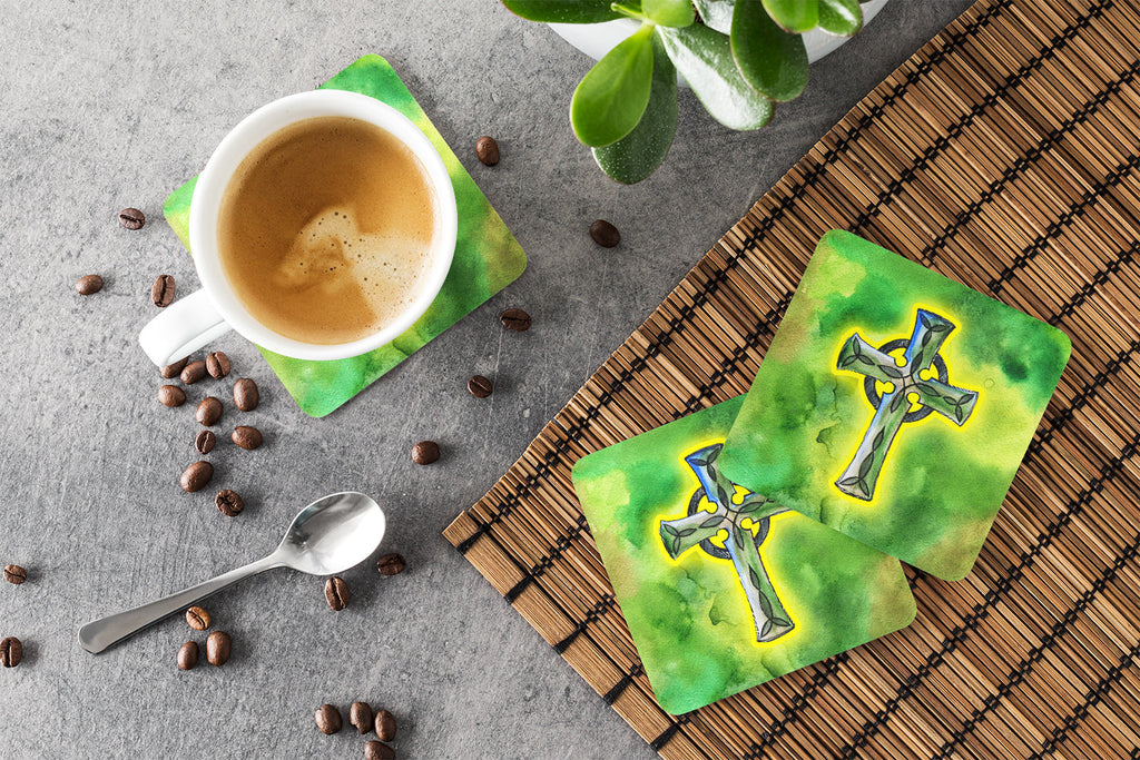 Irish Celtic Cross Foam Coasters Set of 4 Cup Coasters for Indoor Outdoor, Tabletop Protection, Anti Slip, Mouse pad Material