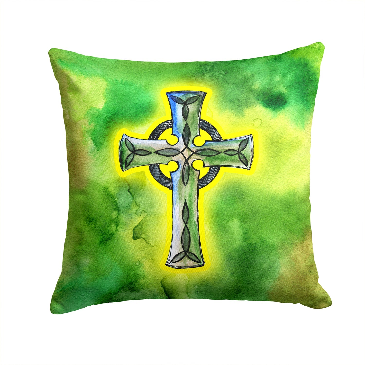 Irish Celtic Cross Decorative Throw Pillow 14x14 Indoor Outdoor Accent Cushion, Fabric Cover with Insert for Sofa, Bed, Porch & Living Room