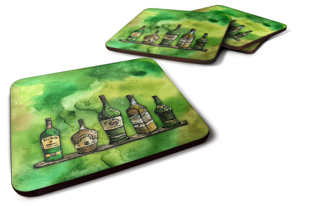 Irish Whiskey Bottle Foam Coasters Set of 4 Cup Coasters for Indoor Outdoor, Tabletop Protection, Anti Slip, Mouse pad Material