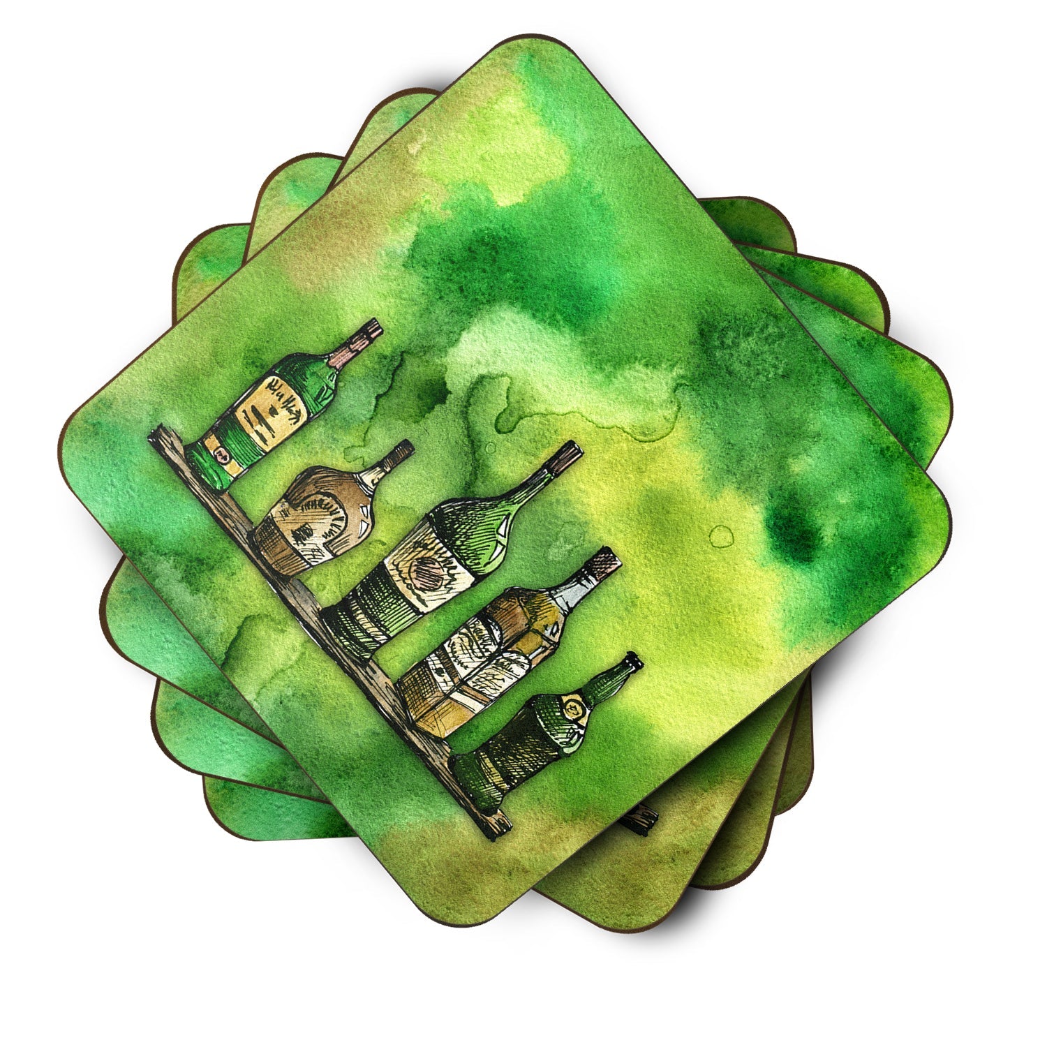 Irish Whiskey Bottle Foam Coasters Set of 4 Cup Coasters for Indoor Outdoor, Tabletop Protection, Anti Slip, Mouse pad Material