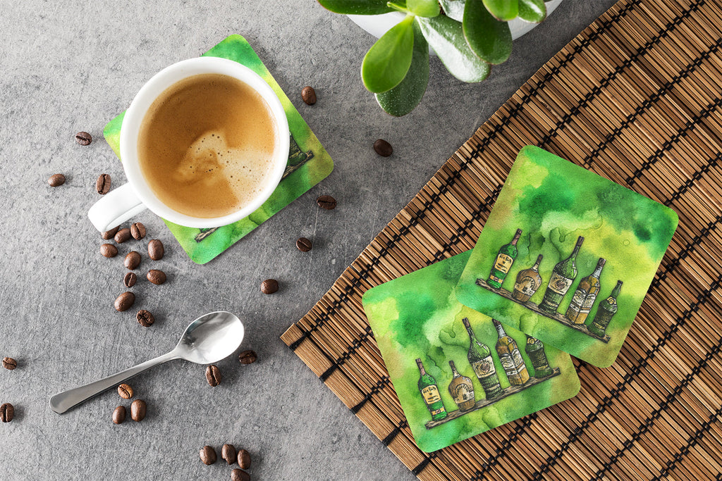 Irish Whiskey Bottle Foam Coasters Set of 4 Cup Coasters for Indoor Outdoor, Tabletop Protection, Anti Slip, Mouse pad Material