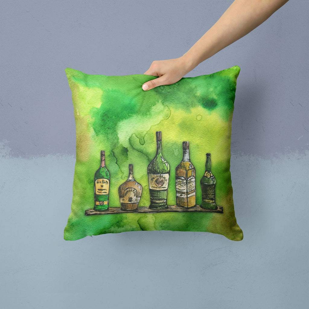 Irish Whiskey Bottle Decorative Throw Pillow 14x14 Indoor Outdoor Accent Cushion, Fabric Cover with Insert for Sofa, Bed, Porch & Living Room