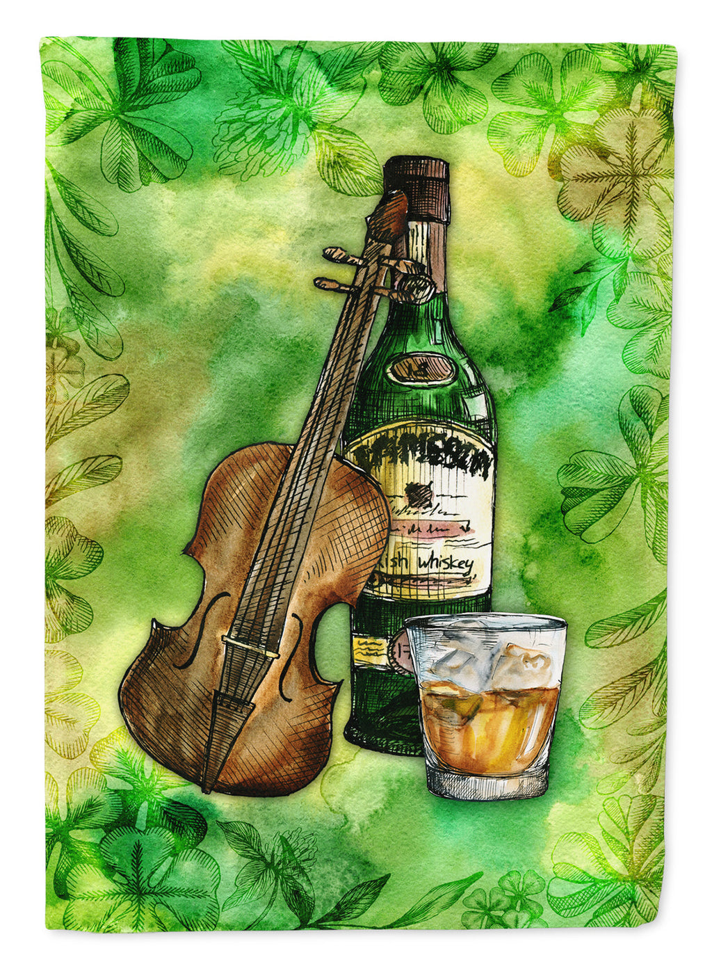 Irish Whiskey and Music House Flag 28x40 Porch Sleeve Pole Decorative Outside Yard Banner Artwork Wall Hanging, Polyester