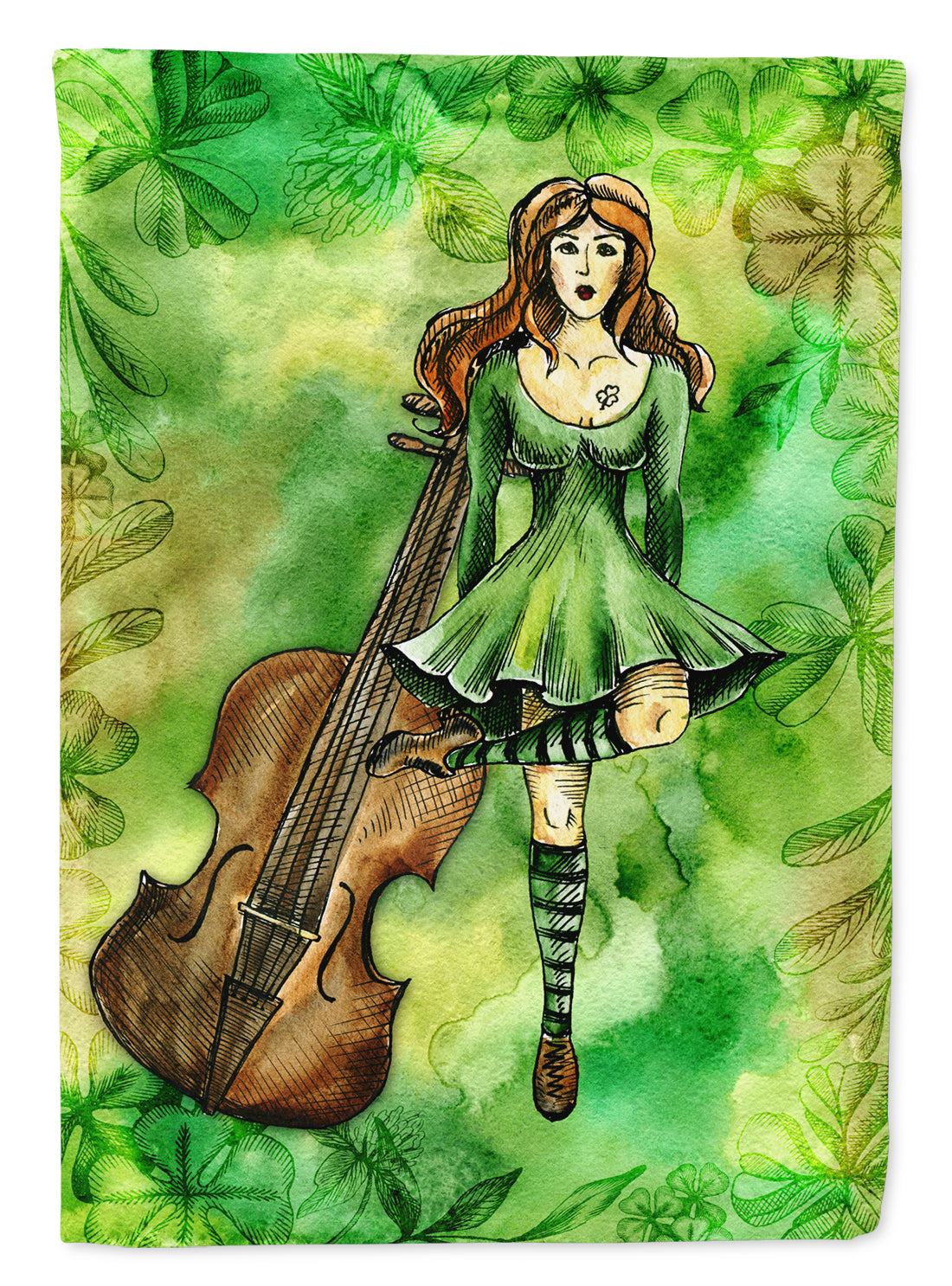 Irish Dance House Flag 28x40 Porch Sleeve Pole Decorative Outside Yard Banner Artwork Wall Hanging, Polyester