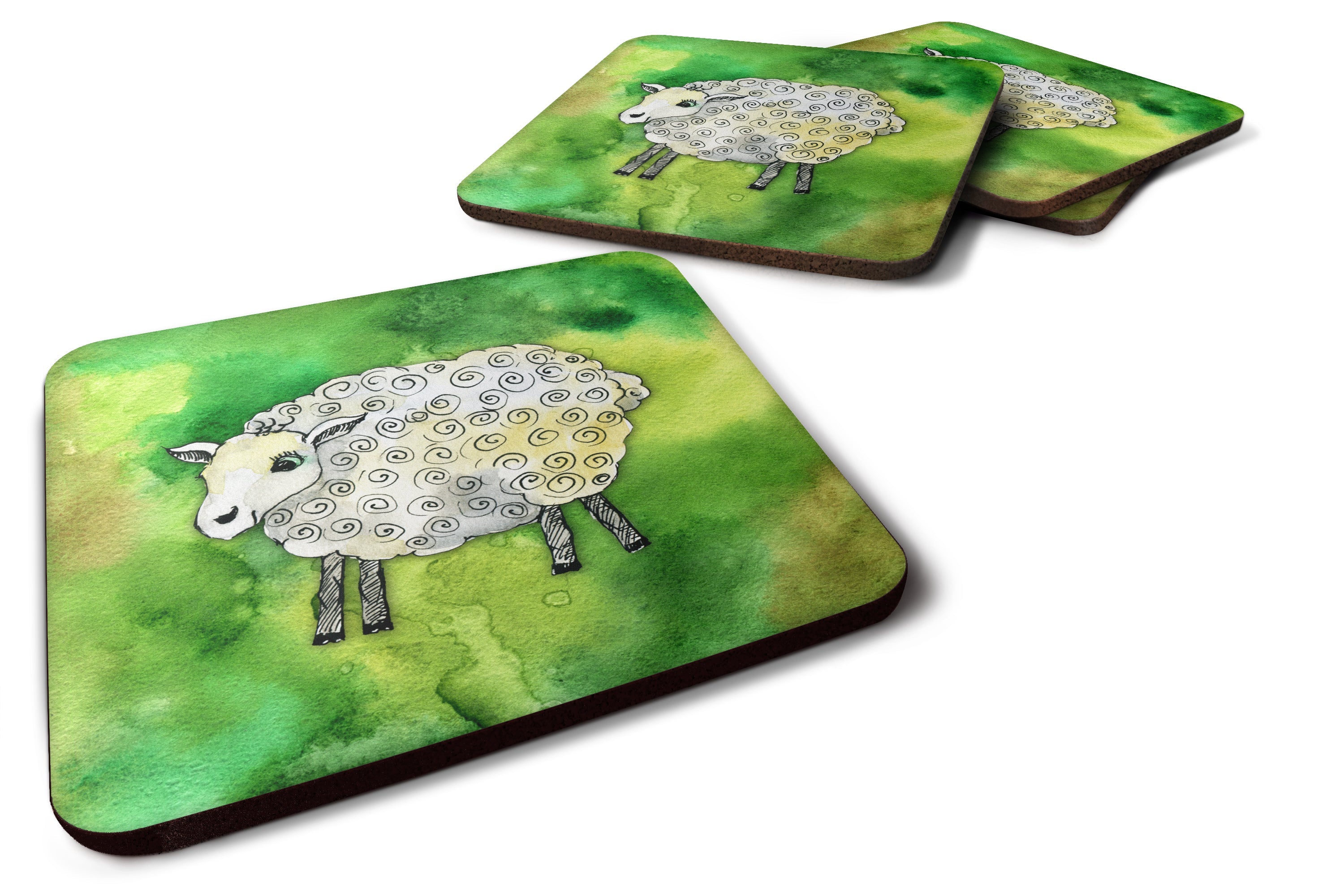 Irish Sheep Foam Coasters Set of 4 Cup Coasters for Indoor Outdoor, Tabletop Protection, Anti Slip, Mouse pad Material
