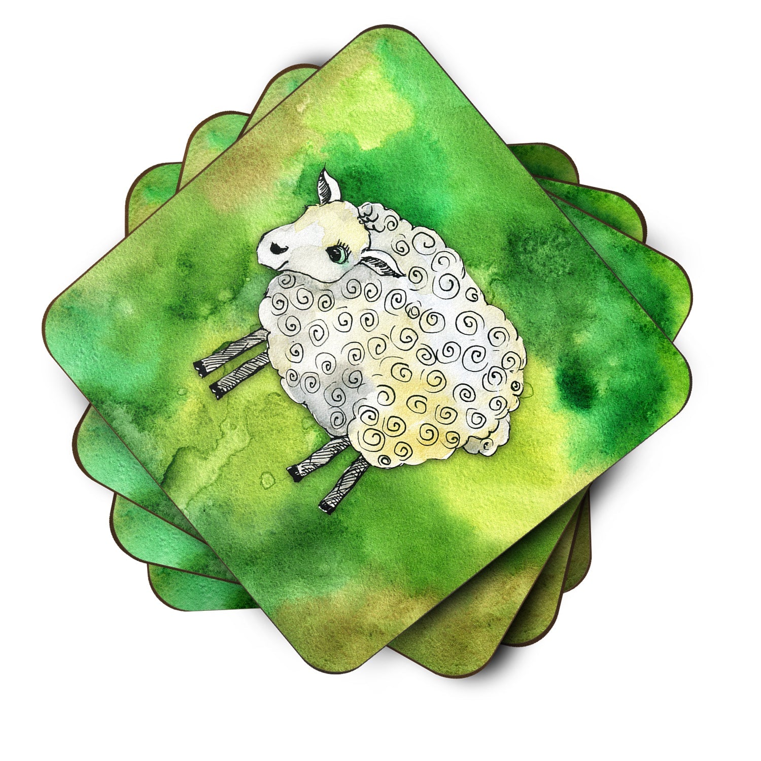 Irish Sheep Foam Coasters Set of 4 Cup Coasters for Indoor Outdoor, Tabletop Protection, Anti Slip, Mouse pad Material