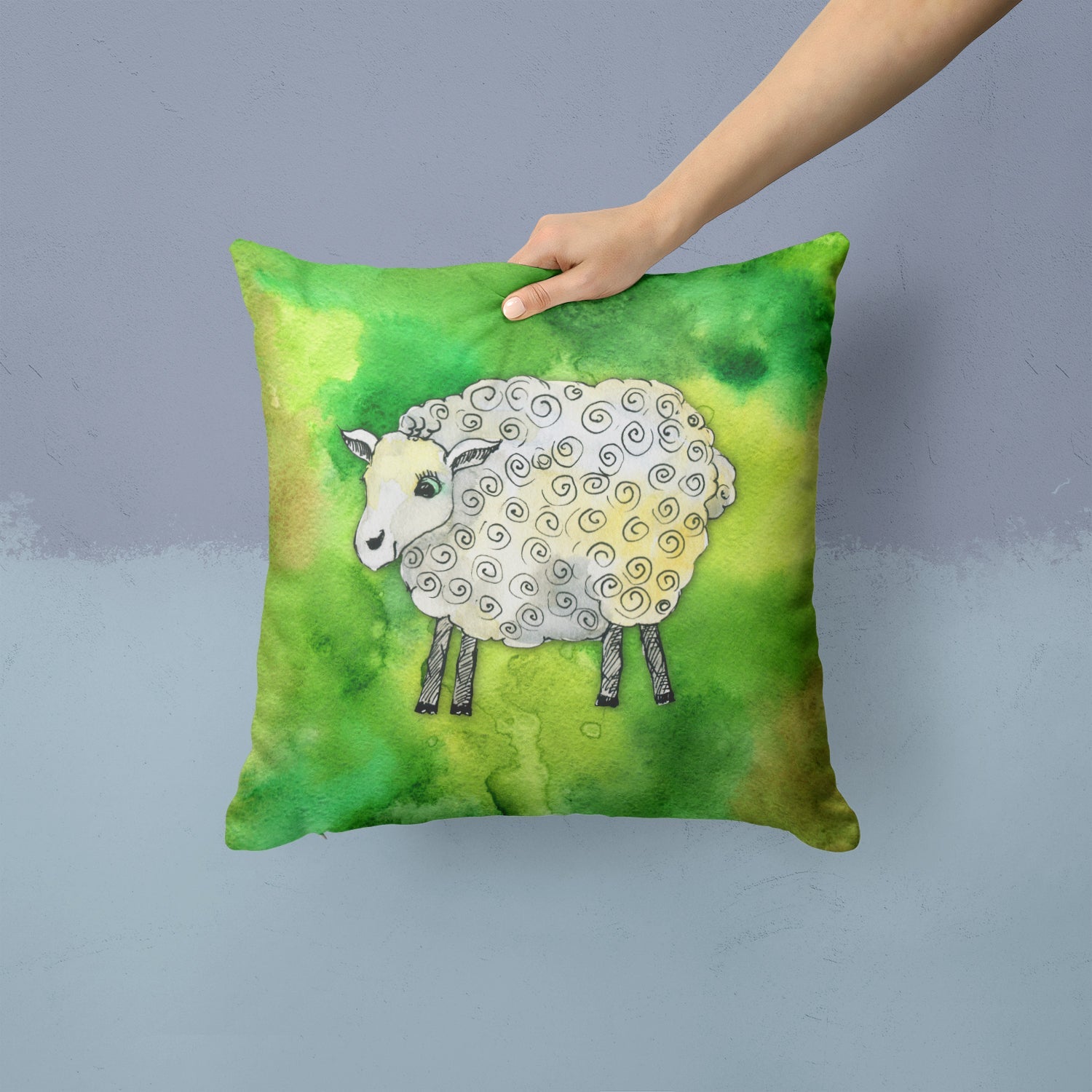 Irish Sheep Decorative Throw Pillow 14x14 Indoor Outdoor Accent Cushion, Fabric Cover with Insert for Sofa, Bed, Porch & Living Room