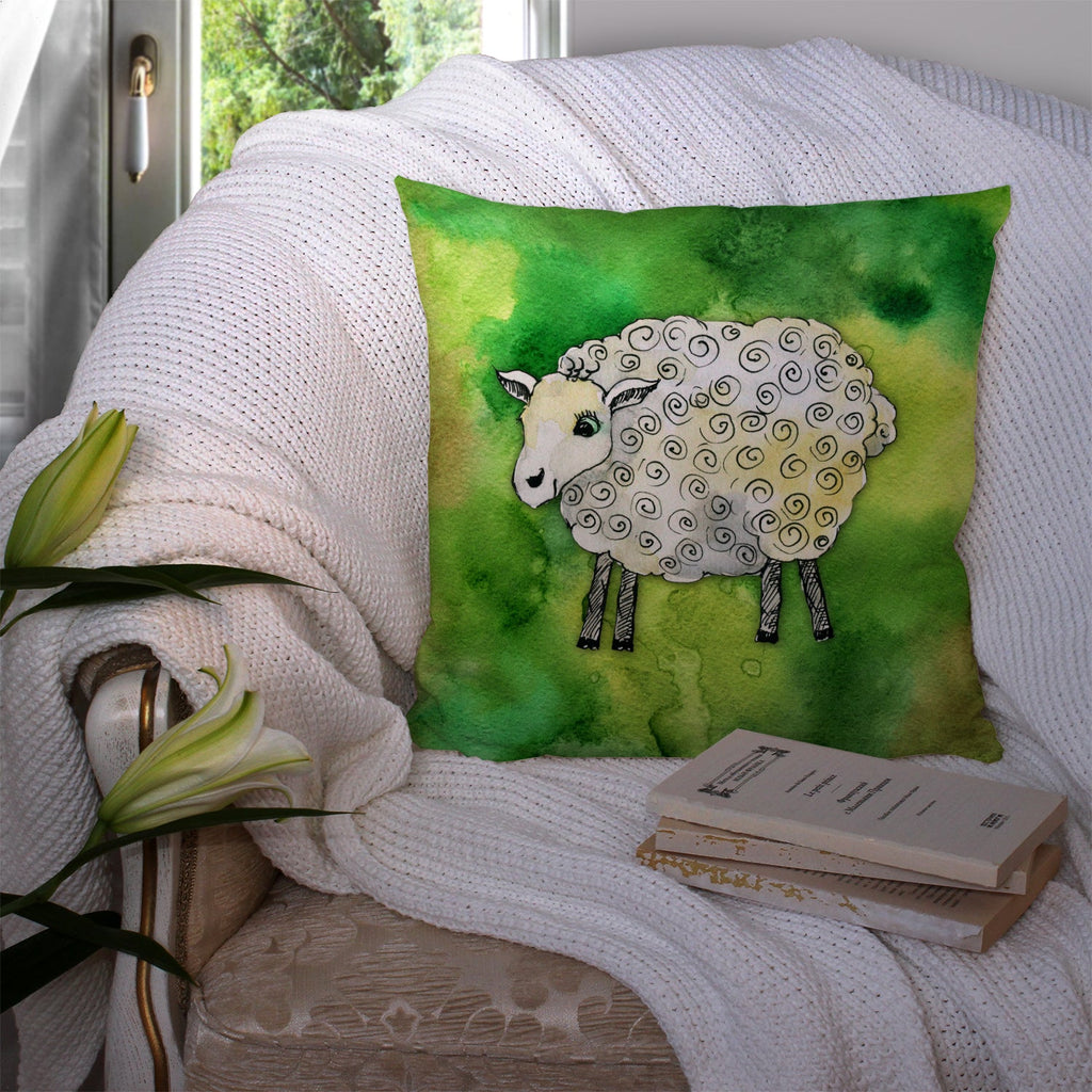 Irish Sheep Decorative Throw Pillow 14x14 Indoor Outdoor Accent Cushion, Fabric Cover with Insert for Sofa, Bed, Porch & Living Room