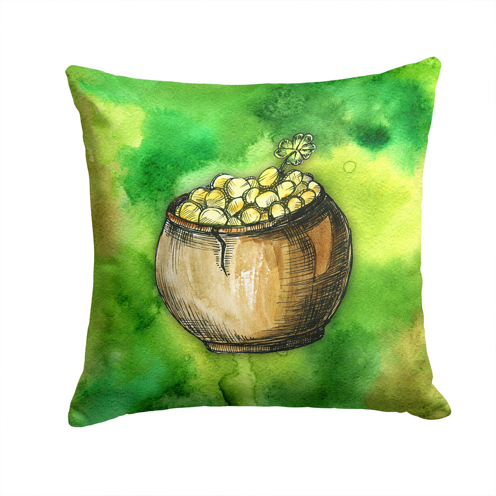 Irish Pot of Gold Decorative Throw Pillow 14x14 Indoor Outdoor Accent Cushion, Fabric Cover with Insert for Sofa, Bed, Porch & Living Room