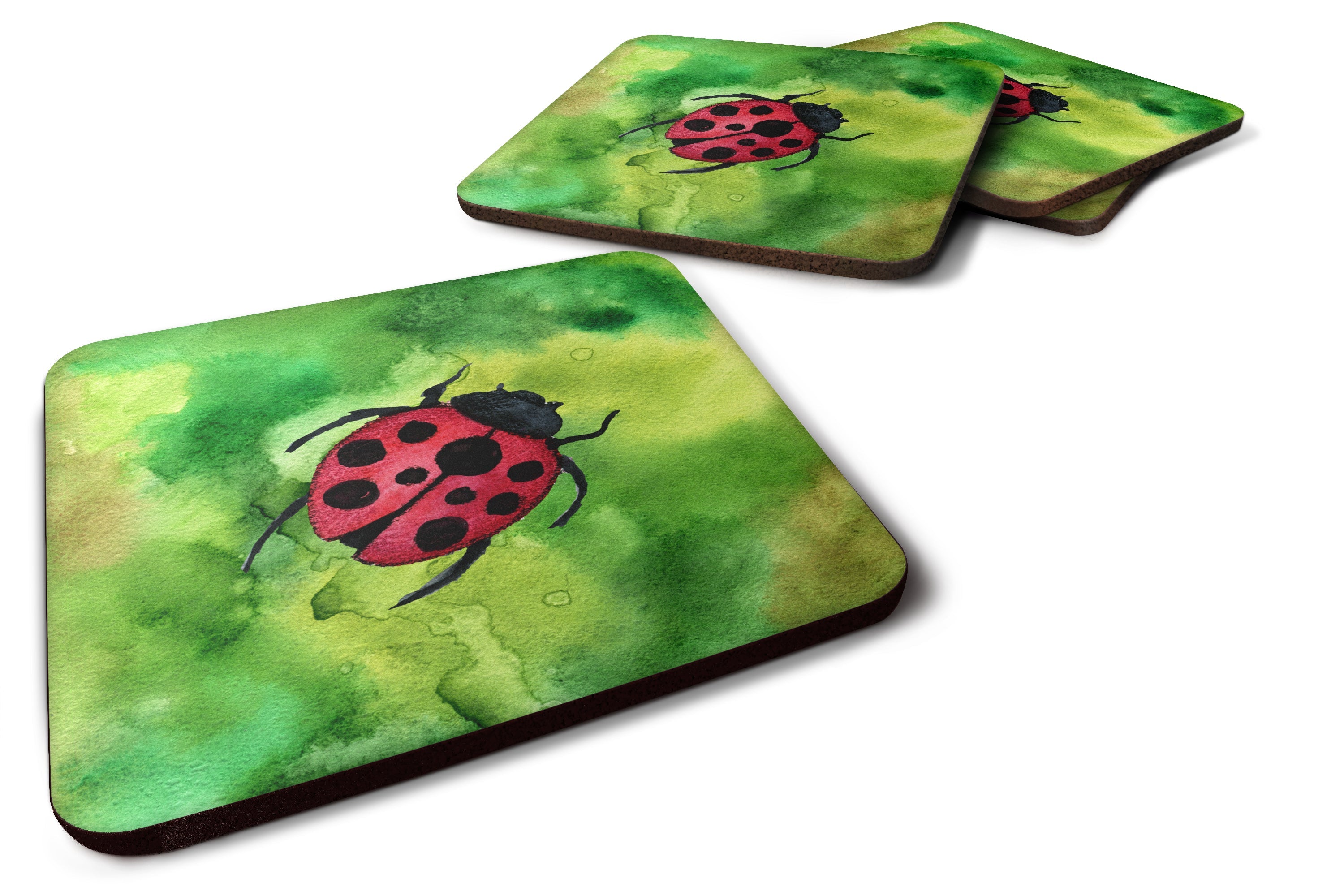 Irish Lady Bug Foam Coasters Set of 4 Cup Coasters for Indoor Outdoor, Tabletop Protection, Anti Slip, Mouse pad Material