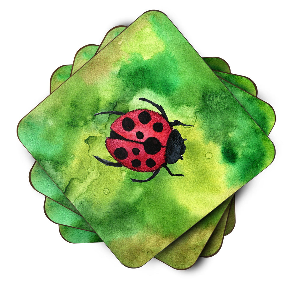 Irish Lady Bug Foam Coasters Set of 4 Cup Coasters for Indoor Outdoor, Tabletop Protection, Anti Slip, Mouse pad Material