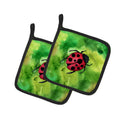Irish Lady Bug Pot Holder Set of 2 Heat Resistant Quilted Hot Pads 7.5 x 7.5 Inch, Insulated Kitchen Trivets for Cooking & Baking