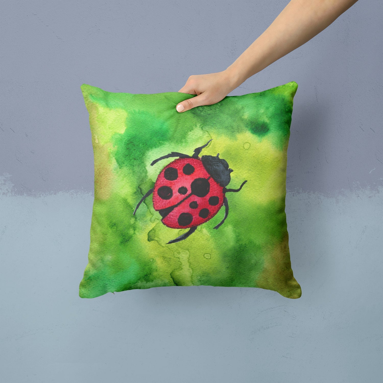 Irish Lady Bug Decorative Throw Pillow 14x14 Indoor Outdoor Accent Cushion, Fabric Cover with Insert for Sofa, Bed, Porch & Living Room