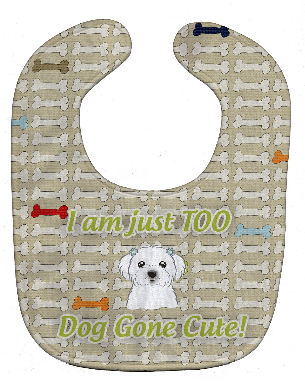 Too Cute Maltese Baby Bib Easy-Clean Baby Bib Baby Feeding Accessory Baby Mealtime Essential, 10 x 13, Multicolor