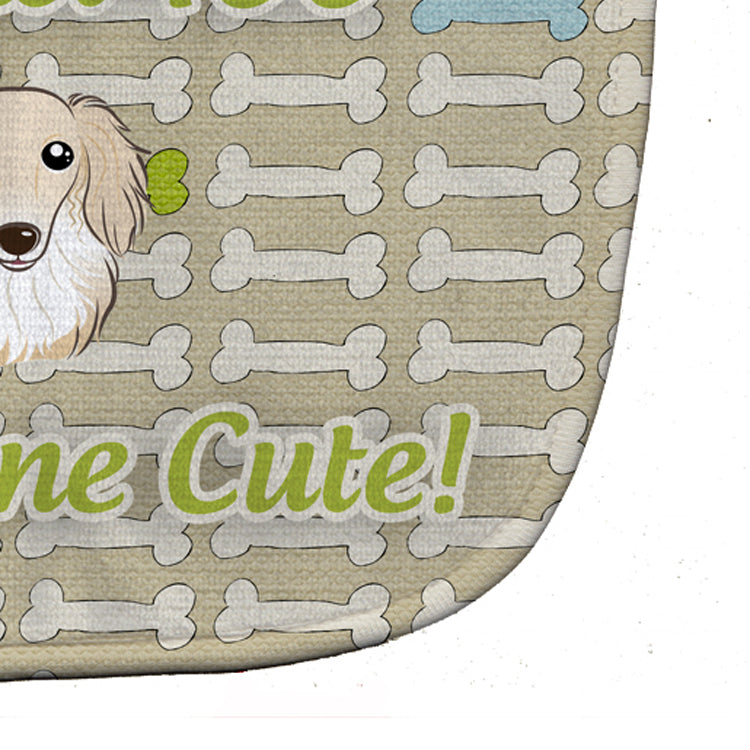 Too Cute Longhair Creme Dachshund Baby Bib Easy-Clean Baby Bib Baby Feeding Accessory Baby Mealtime Essential, 10 x 13, Multicolor