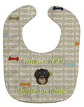 Too Cute Longhair Black and Tan Dachshund Baby Bib Easy-Clean Baby Bib Baby Feeding Accessory Baby Mealtime Essential, 10 x 13, Multicolor