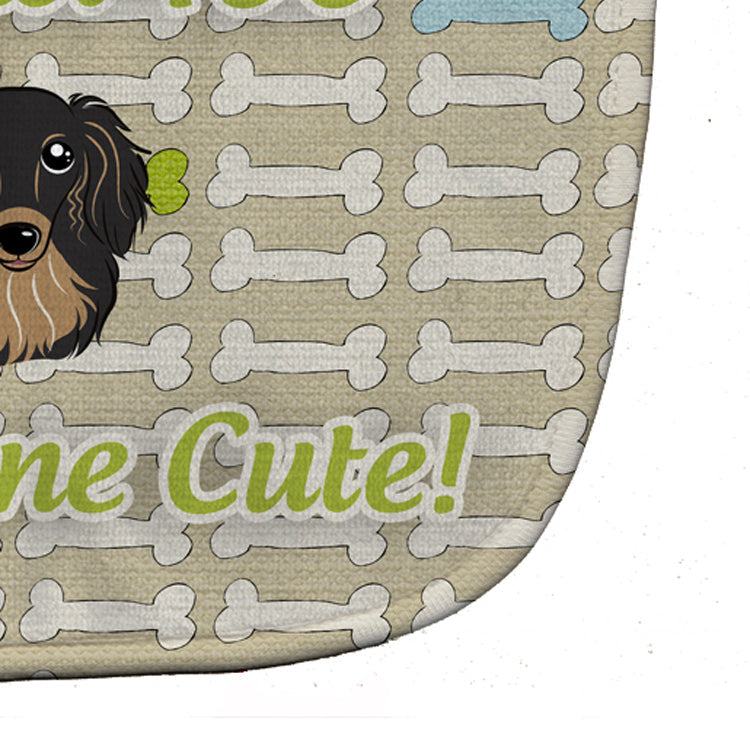 Too Cute Longhair Black and Tan Dachshund Baby Bib Easy-Clean Baby Bib Baby Feeding Accessory Baby Mealtime Essential, 10 x 13, Multicolor