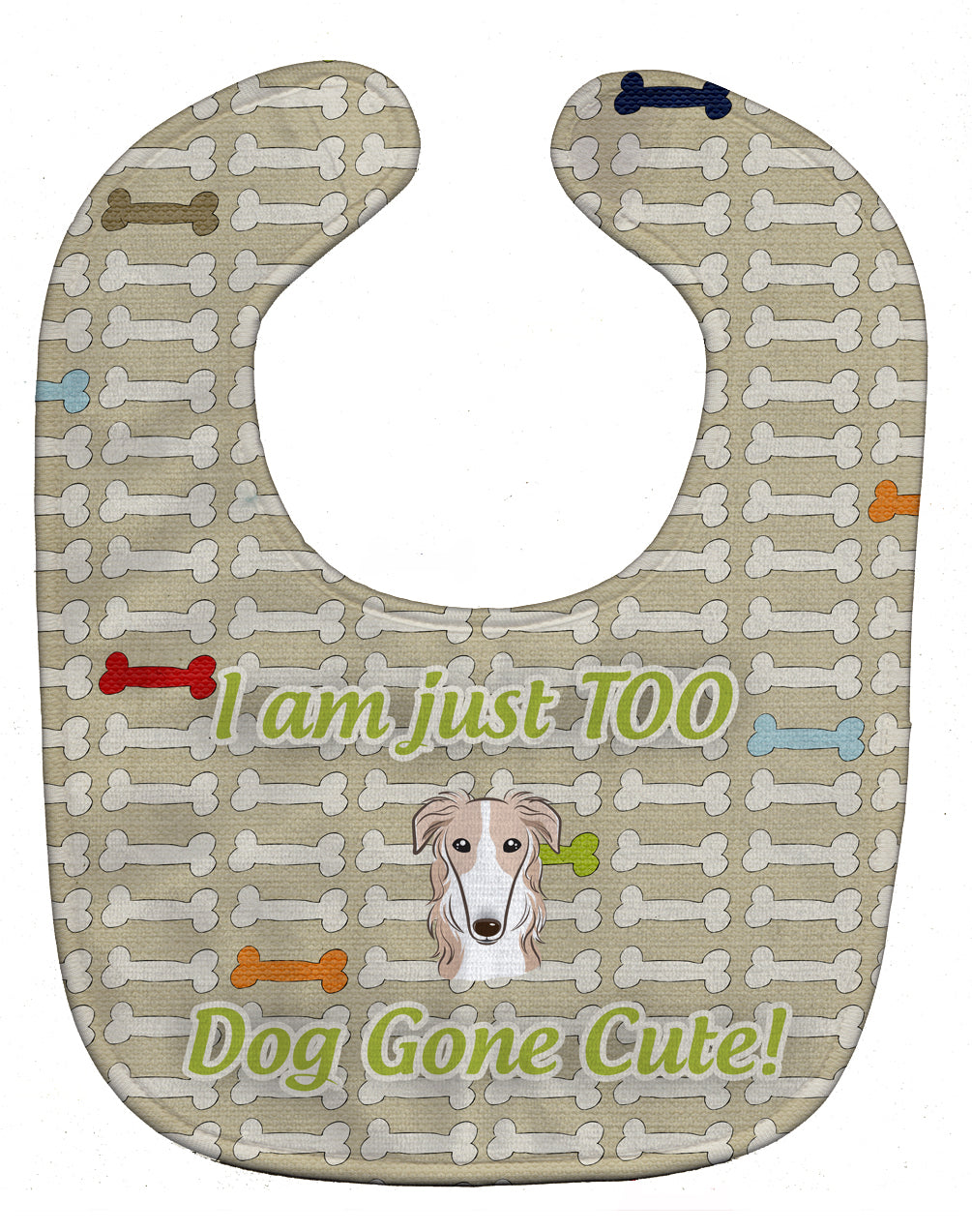Too Cute Borzoi Baby Bib Easy-Clean Baby Bib Baby Feeding Accessory Baby Mealtime Essential, 10 x 13, Multicolor