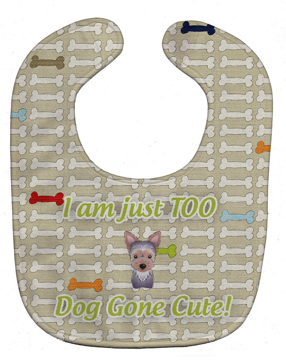 Too Cute Yorkie Puppy Baby Bib Easy-Clean Baby Bib Baby Feeding Accessory Baby Mealtime Essential, 10 x 13, Multicolor