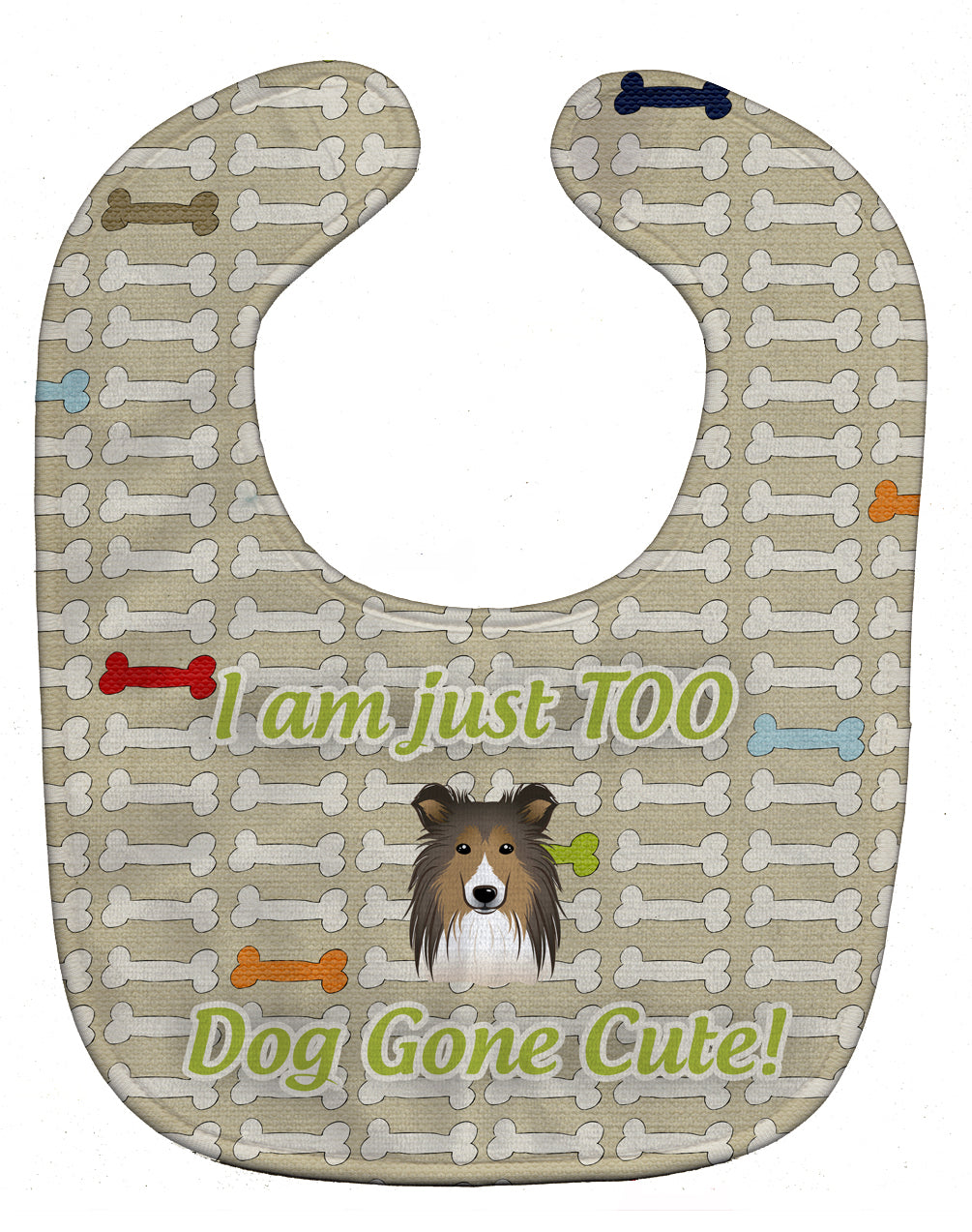 Too Cute Sheltie Baby Bib Easy-Clean Baby Bib Baby Feeding Accessory Baby Mealtime Essential, 10 x 13, Multicolor