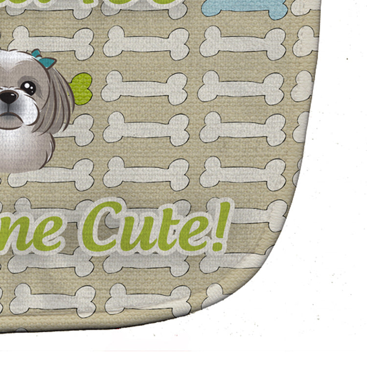 Too Cute Gray Silver Shih Tzu Baby Bib Easy-Clean Baby Bib Baby Feeding Accessory Baby Mealtime Essential, 10 x 13, Multicolor