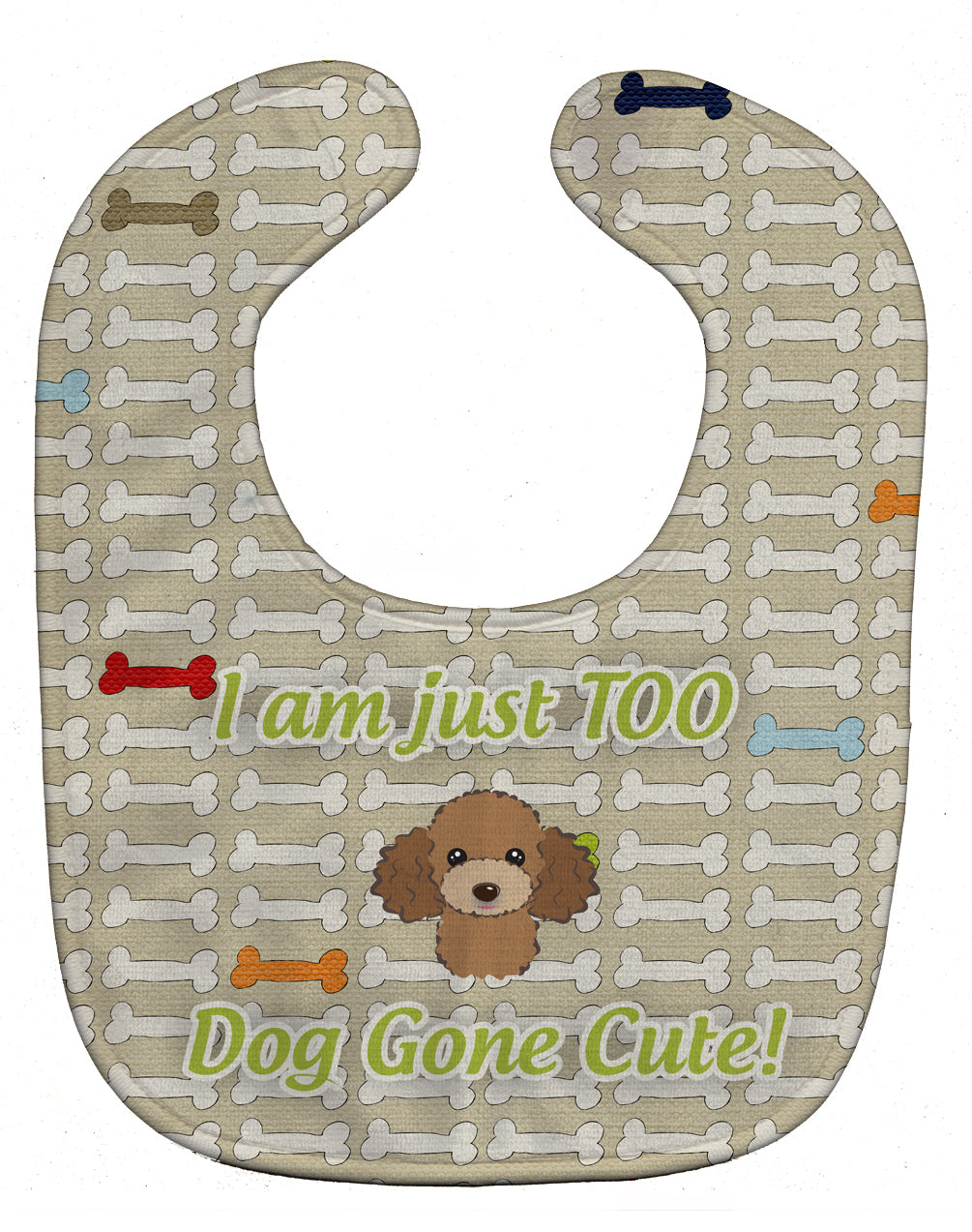 Too Cute Chocolate Brown Poodle Baby Bib Easy-Clean Baby Bib Baby Feeding Accessory Baby Mealtime Essential, 10 x 13, Multicolor