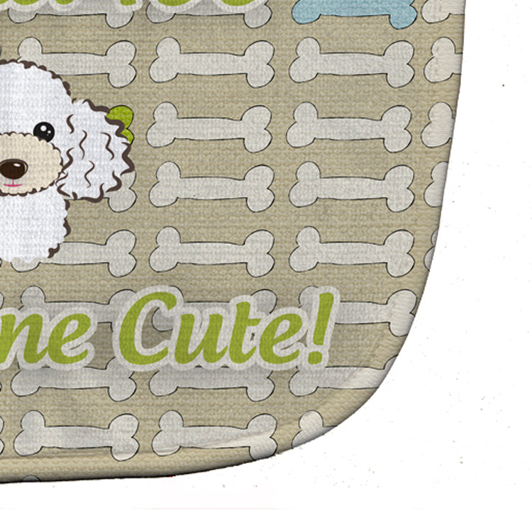 Too Cute White Poodle Baby Bib Easy-Clean Baby Bib Baby Feeding Accessory Baby Mealtime Essential, 10 x 13, Multicolor