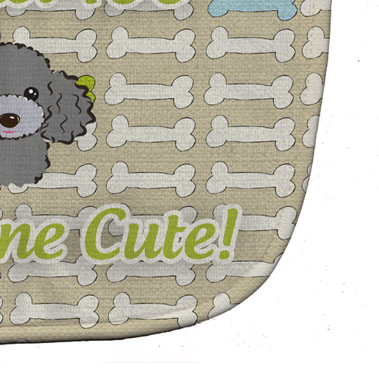 Too Cute Silver Gray Poodle Baby Bib Easy-Clean Baby Bib Baby Feeding Accessory Baby Mealtime Essential, 10 x 13, Multicolor